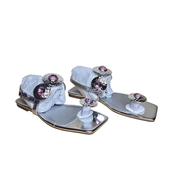 Katty Perry The Camie Pink Stone Sandal Silver Size 6 - Picture 6 of 14